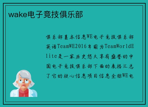 wake电子竞技俱乐部